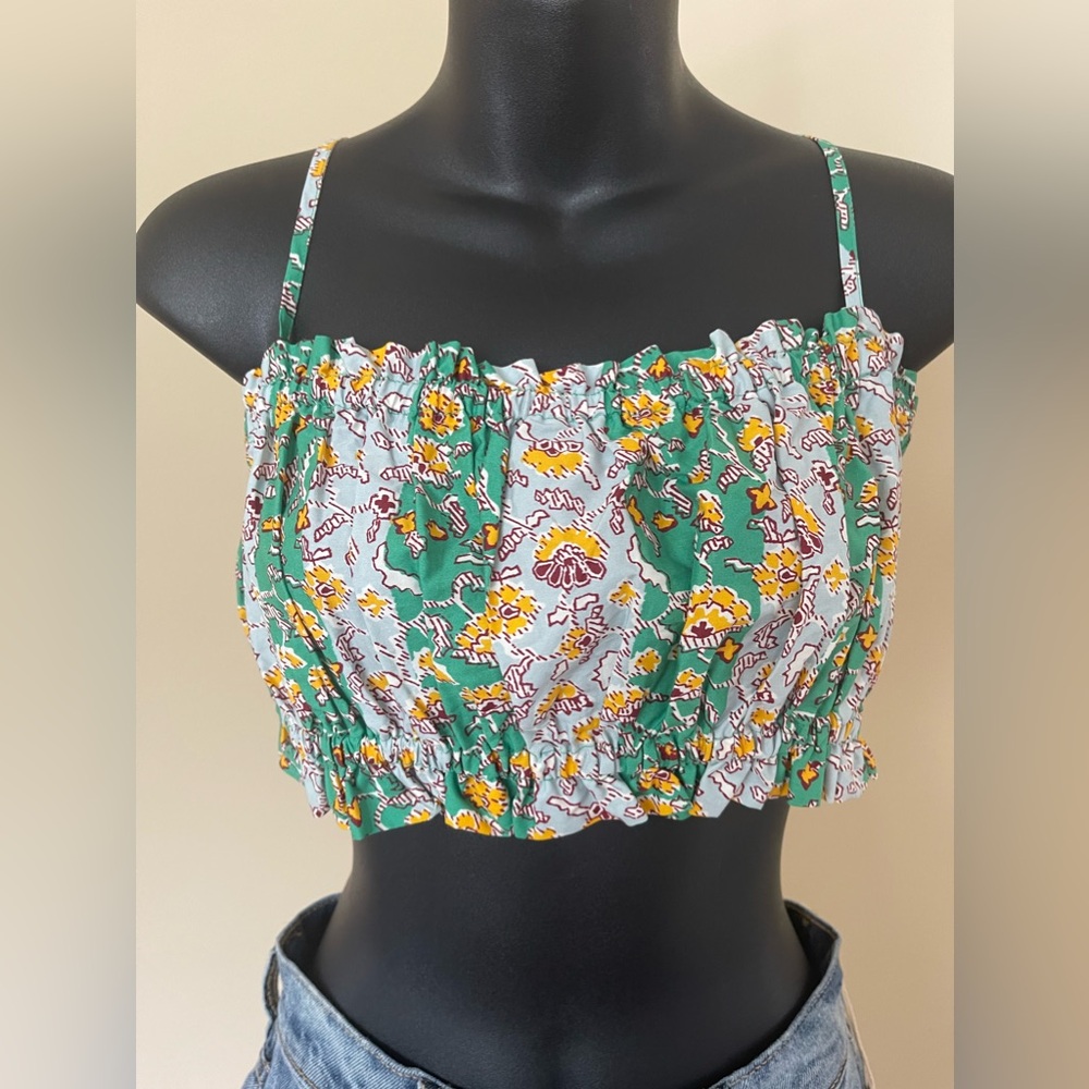 RHODE x Target Green Floral Spaghetti Strap Crop Top - Sz M